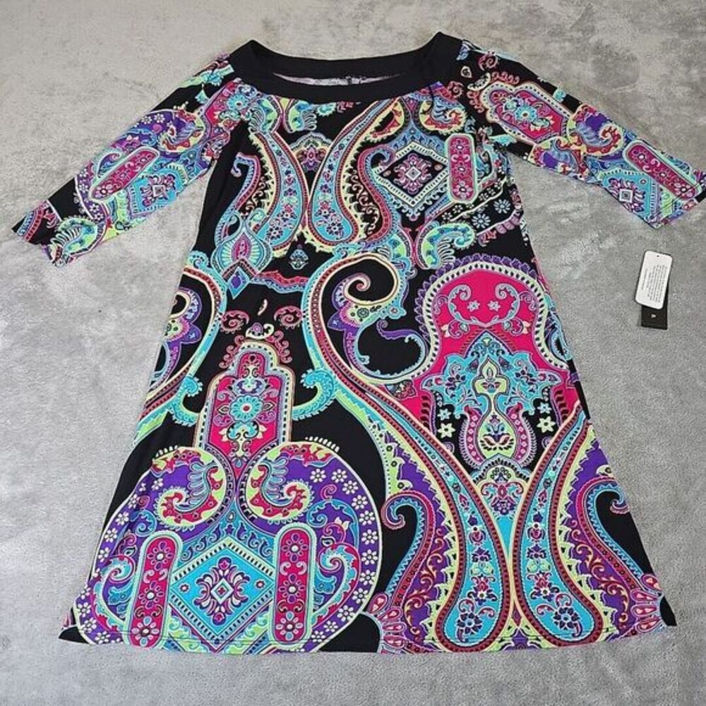 Tiana B Dress Women XL Paisley Knee Length 3/4‎ Sleeves Casual Classicore